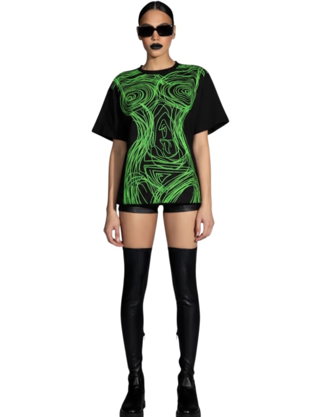 AKIRA- Black & Neon Green Graphic Tee - Picture 4 of 10